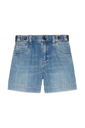 Blue washed denim bermuda GUCCI KIDS | 759867XDCRW4447